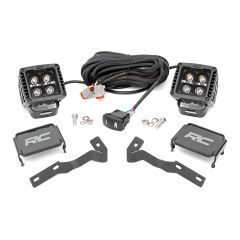 Rough Country LED Light Kit | Ditch Mount | 2" Black Pair | Amber DRL | Toyota Tacoma (05-15)