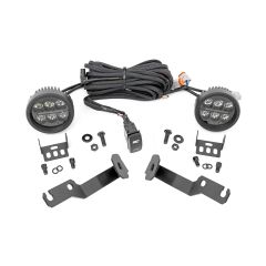 Rough Country LED Light Kit | Ditch Mount | Black Series Round | 3.5 Inch | Amber DRL | Toyota Tacoma (05-15)
