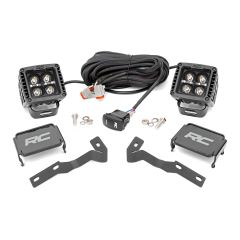 Rough Country LED Light Kit | Ditch Mount | 2" Black Pair | Amber DRL | Toyota Tacoma (16-23)