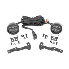 Rough Country LED Light Kit | Ditch Mount | Black Series Round | 3.5 Inch | Amber DRL | Toyota Tacoma (16-23)