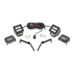 Rough Country LED Light Kit | Ditch Mount | 2" Black Pair | Flood | Chevy 1500 & Chevy/GMC 2500HD/3500HD (07-14)