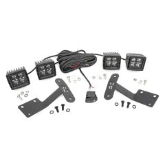 Rough Country LED Light Kit | Ditch Mount | Dual 2" Black Pairs | White DRL | Toyota Tundra (14-21)