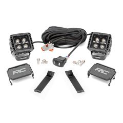 Rough Country LED Light Kit | Ditch Mount | 2" Black Pair | Amber DRL | Jeep Cherokee KL (14-21)