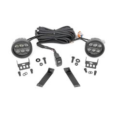 Rough Country LED Light Kit | Ditch Mount | Black Series Round | 3.5 Inch | Amber DRL | Jeep Cherokee KL (14-21)
