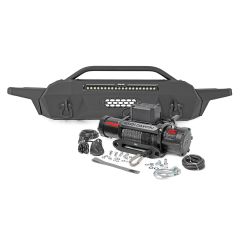 Rough Country Front Bumper | Hybrid | 20" Blk LED | 9500-Lb Winch Syn | Toyota Tacoma (16-23)