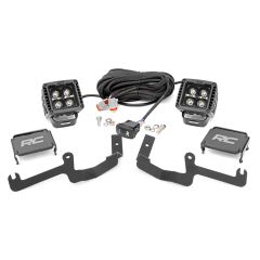 Rough Country LED Light Kit | Ditch Mount | 2" Black Pair | Amber DRL | Chevy Silverado 1500 (19-26)