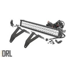 Rough Country LED Light Kit | Bumper Mount | 20" Chrome Dual Row | Amber DRL | Ram 1500 (19-24)