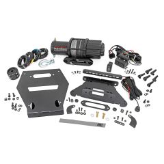Rough Country LED Light | Winch Mount | RS4500S | 10" Black Slimline | Polaris RZR Pro R