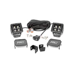 Rough Country LED Light Kit | Ditch Mount | 2" Black Pair | Amber DRL | Toyota Tundra (22-26)