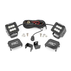 Rough Country LED Light Kit | Ditch Mount | 2" Black Pair | Flood | Toyota Tundra (22-26)