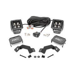 Rough Country LED Light Kit | Ditch Mount | 2" Black Pair | Amber DRL | Toyota Land Cruiser (24-26)