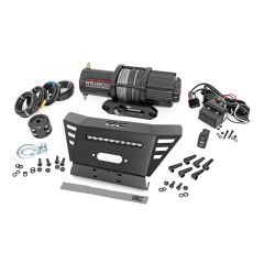 Rough Country Winch Plate | 4500-LB Winch | 10" Black Slimline | Honda Pioneer 520