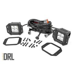 Rough Country 2 Inch Chrome Series LED Light Pods | Flush Mount | Amber DRL