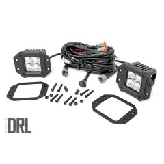 Rough Country 2 Inch Chrome Series LED Light Pods | Flush Mount | Cool White DRL