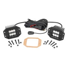 Rough Country 2 Inch Black Series LED Light Pods  | Pair | Flood | Flush Mount