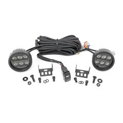 Rough Country Black Series Round LED Light Pair | 3.5 Inch | Amber DRL
