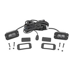 Rough Country 3x1.75 Inch Black Series LED Slim Aux | SAE Fog | Flush Mount | Pair