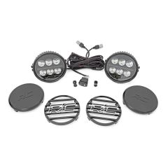 Rough Country Black Series Halo LED Light Pair | White/Amber DRL | 6.5 Inch | Round
