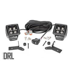 Rough Country LED Light Kit | Hinge Mount | 2" Black Pair | White DRL | Jeep Gladiator JT/Wrangler JL (18-26)