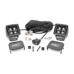 Rough Country LED Light Kit | Cowl Mount | 2" Black Pair | White DRL | Jeep Gladiator JT/Wrangler JL (18-26)