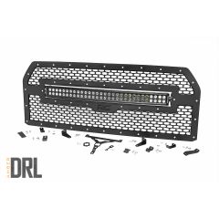 Rough Country Mesh Grille | 30" Dual Row LED | Black | Amber DRL | Ford F-150 (15-17)