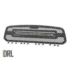 Rough Country Mesh Grille | 30" Dual Row LED | Black | Amber DRL | Ram 1500 2WD/4WD (13-18 & Classic)