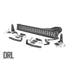 Rough Country LED Light Kit | Bumper Mount | 20" Black Dual Row | Amber DRL | Nissan Titan XD (16-24)