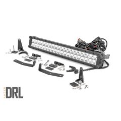 Rough Country LED Light Kit | Bumper Mount | 20" Chrome Dual Row | Amber DRL | Nissan Titan XD (16-24)