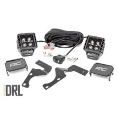 Rough Country LED Light Kit | Ditch Mount | 2" Black Pair | Amber DRL | Toyota 4Runner (10-24)