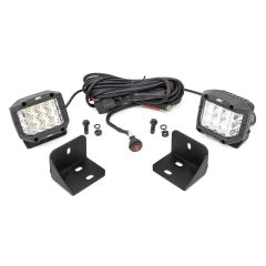 Rough Country LED Light | Rear Cab Mount | 3" Chrome Pair | Wide Angle | Can-Am Defender HD 5/HD 8/HD 9/HD 10