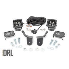 Rough Country LED Light Kit | Cage Mount | 2" Black Pair | Amber DRL | Honda Pioneer 1000/Pioneer 1000-6