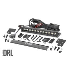 Rough Country LED Light Kit | Bumper Mount | 12" Black Single Row | White DRL | Polaris Ranger XP 1000