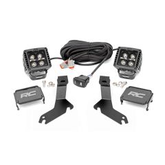 Rough Country LED Light Kit | Ditch Mount | 2" Black Pair | Amber DRL | Chevy Silverado 1500 (99-06)