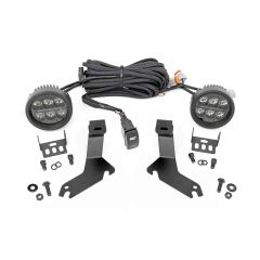 Rough Country LED Light Kit | Ditch Mount | Black Series Round | 3.5 Inch | Amber DRL | Chevy 1500 (99-06)