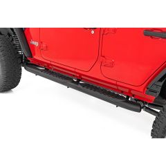 Rough Country Oval Nerf Steps | 4 Door | Black | Jeep Wrangler Unlimited 4WD (2018-2026)