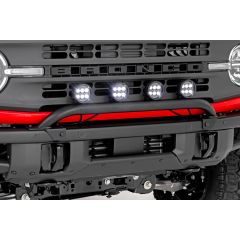 Rough Country Light Bar Mount | 3.5" Round LED (Quad) | Black | Amber DRL | OE Modular Steel | Ford Bronco (21-24)
