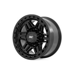 Rough Country Rough Country 76 Series Wheel | Simulated Beadlock | Gloss Black | 17x9 | 6x5.5 | -12mm