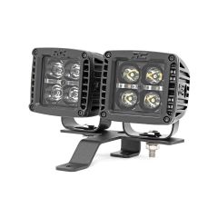Rough Country LED Light Kit | Quad | Cowl Mount | 2" Black | Amber DRL | Jeep Gladiator JT/Wrangler JL (18-26)