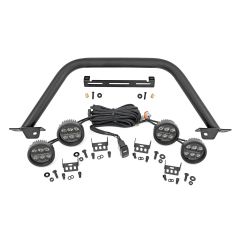 Rough Country Safari Bar | 3.5" Round LED (Quad) | Black | Amber DRL | OE Modular Steel | Ford Bronco (21-26)