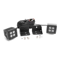 Rough Country LED Light | Cab Mount | 2" Black Pair | Flood | Can-Am Defender HD 5/HD 8/HD 9/HD 10