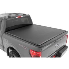Rough Country Soft Roll Up Bed Cover | 5'7" Bed | Ford F-150/F-150 Lightning/Raptor  (15-26)