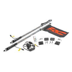 Rough Country Whip Mount | Bed | 4' Multl-Color LED Whip Pair | Honda Talon 1000