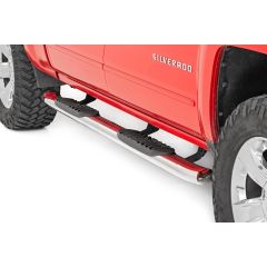 Rough Country Oval Nerf Steps | Stainless | Crew Cab | DEF Tank | Chevy/GMC 1500/2500HD/3500HD (07-19 & Classic)
