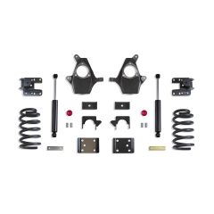 MaxTrac 2014-2018 SILVERADO/SIERRA 1500 2WD/4WD 4"/6" LOWERING KIT (SPINDLES/COILS, EXT/CREW CAB, CAST STEEL ARMS)