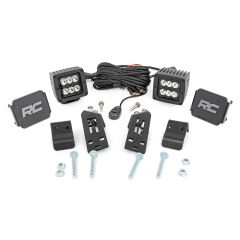 Rough Country LED Light Kit | "A" Pillar Mount | 2" Black Pair | Spot | Polaris RZR PRO XP