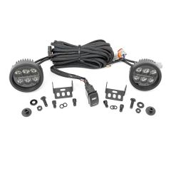 Rough Country LED Light Kit | Ditch Mount | 3.5" Black Round Pair | Amber DRL | Ford Bronco (21-26)