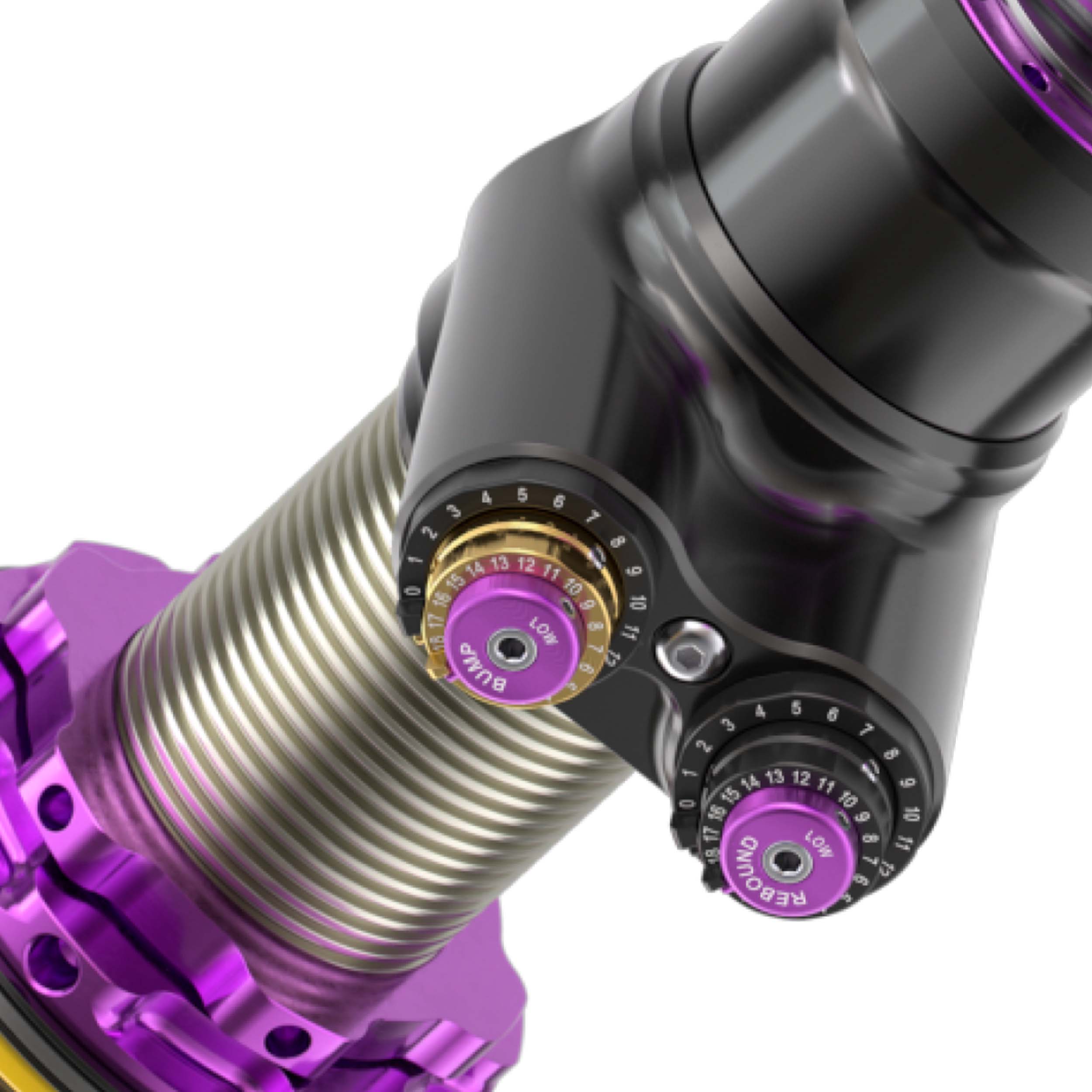 The compression damping is adjustable with 18 clicks in low speed and 18 clicks in high speed. The compression stage is already ideally set from factory.